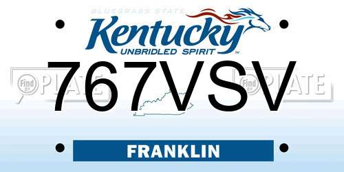 767VSV Kentucky License Plate