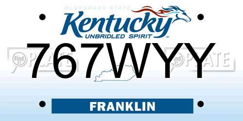 767WYY Kentucky License Plate