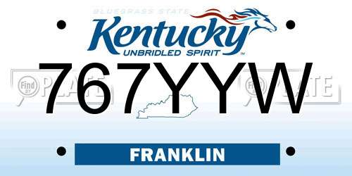 767YYW Kentucky License Plate