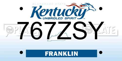 767ZSY Kentucky License Plate