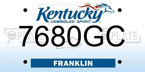 7680GC Kentucky License Plate