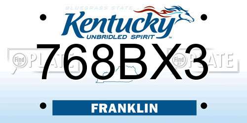 768BX3 Kentucky License Plate