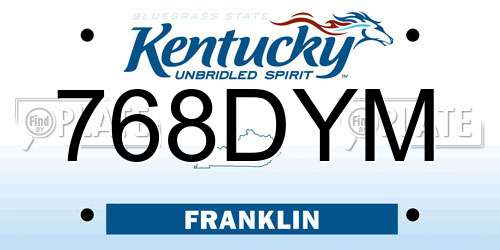 768DYM Kentucky License Plate
