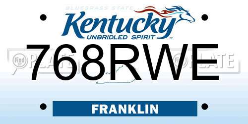 768RWE Kentucky License Plate