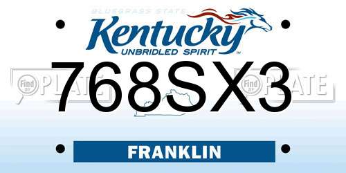 768SX3 Kentucky License Plate