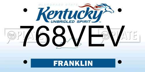 768VEV Kentucky License Plate