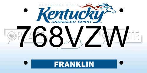 768VZW Kentucky License Plate