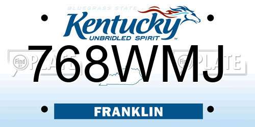 768WMJ Kentucky License Plate