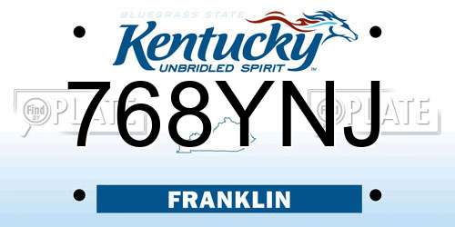768YNJ Kentucky License Plate