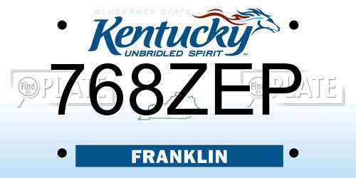 768ZEP Kentucky License Plate