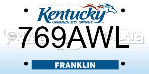 769AWL Kentucky License Plate
