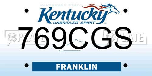 769CGS Kentucky License Plate