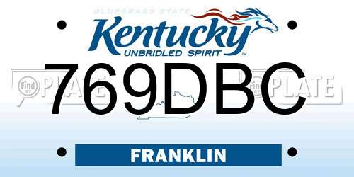 769DBC Kentucky License Plate