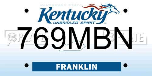 769MBN Kentucky License Plate