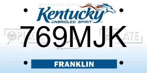 769MJK Kentucky License Plate