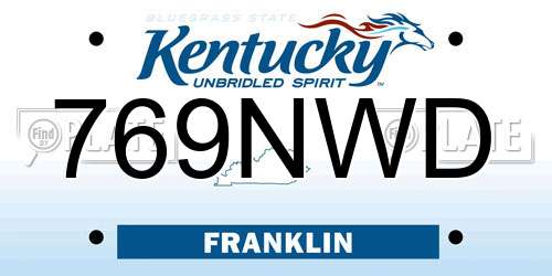769NWD Kentucky License Plate
