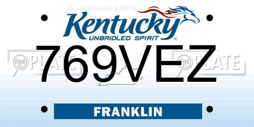 769VEZ Kentucky License Plate
