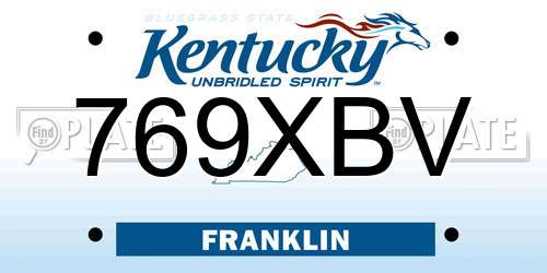 769XBV Kentucky License Plate