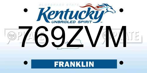 769ZVM Kentucky License Plate