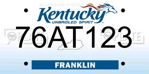 76AT123 Kentucky License Plate