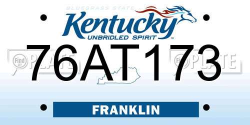 76AT173 Kentucky License Plate