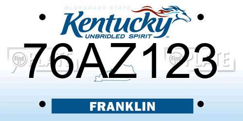 76AZ123 Kentucky License Plate