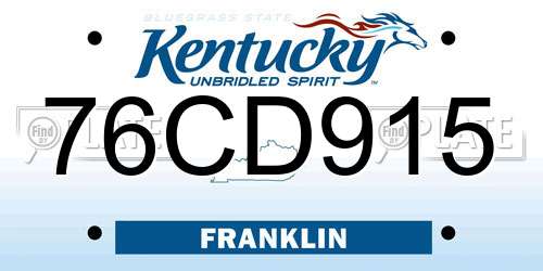 76CD915 Kentucky License Plate