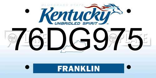 76DG975 Kentucky License Plate