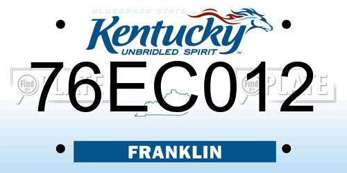 76EC012 Kentucky License Plate