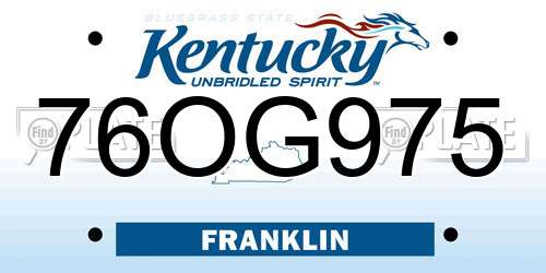 76OG975 Kentucky License Plate