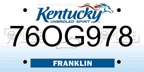 76OG978 Kentucky License Plate