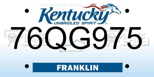 76QG975 Kentucky License Plate