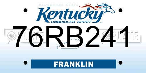 76RB241 Kentucky License Plate