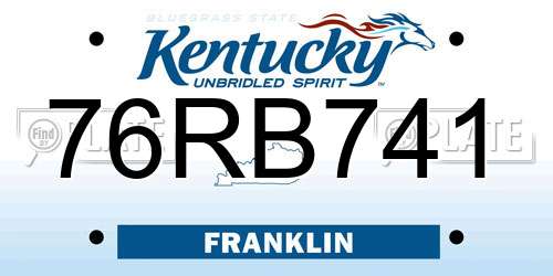 76RB741 Kentucky License Plate