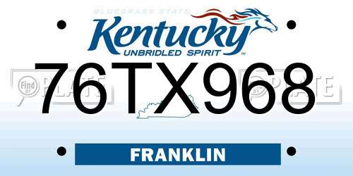 76TX968 Kentucky License Plate