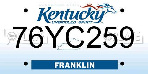 76YC259 Kentucky License Plate