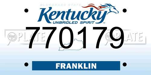 770179 Kentucky License Plate