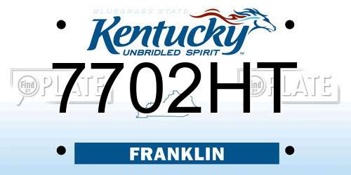 7702HT Kentucky License Plate