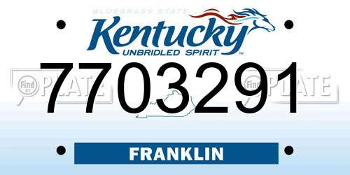 7703291 Kentucky License Plate