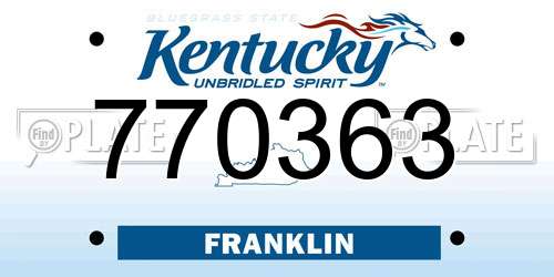 770363 Kentucky License Plate