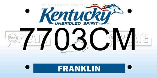 7703CM Kentucky License Plate