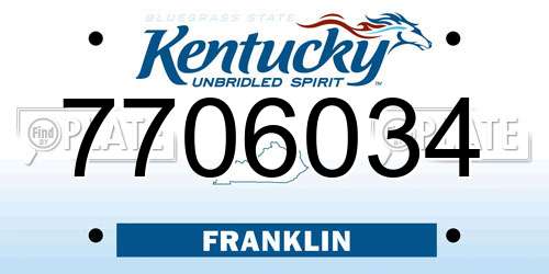 7706034 Kentucky License Plate