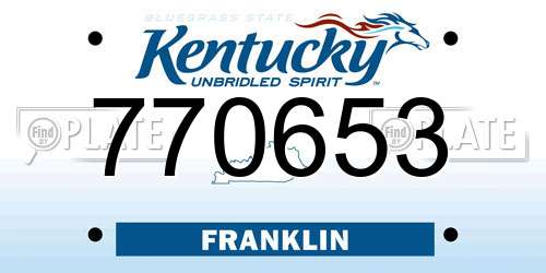 770653 Kentucky License Plate