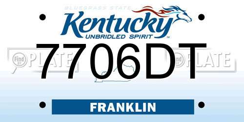 7706DT Kentucky License Plate