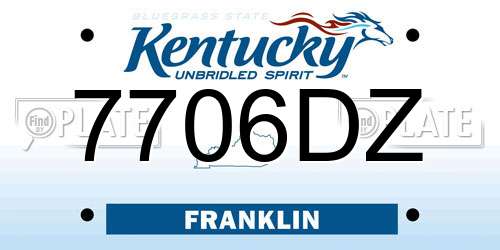 7706DZ Kentucky License Plate