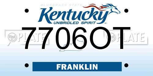 7706OT Kentucky License Plate