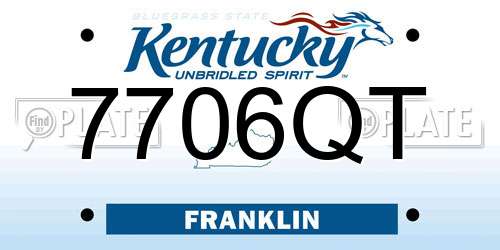 7706QT Kentucky License Plate
