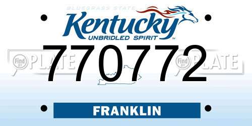 770772 Kentucky License Plate