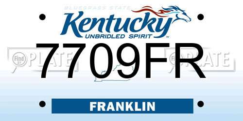 7709FR Kentucky License Plate