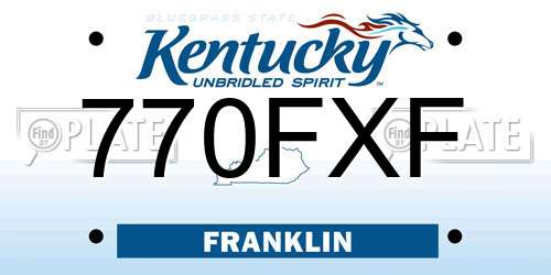 770FXF Kentucky License Plate